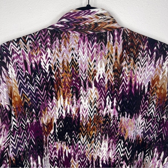 XL VINTAGE NIKKI SHRUG BLOUSE TOP PURPLE BEIGE WHITE LONG SLEEVE OPEN FRONT - Picture 3 of 10